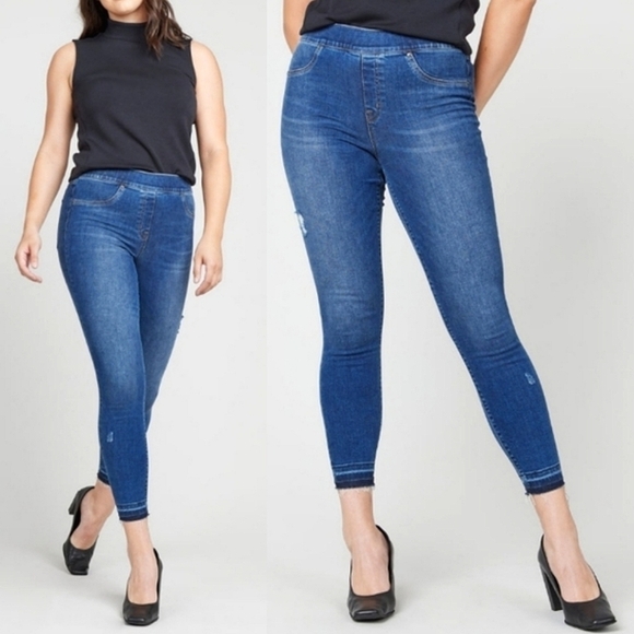 Distressed Ankle Skinny Jeans, Medium Wash $128 - Picture 1 of 15